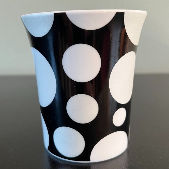 Burton + Burton Onyx Black w/ Large White Polka Dot Ceramic Cup / Mug - Picture 4 of 6